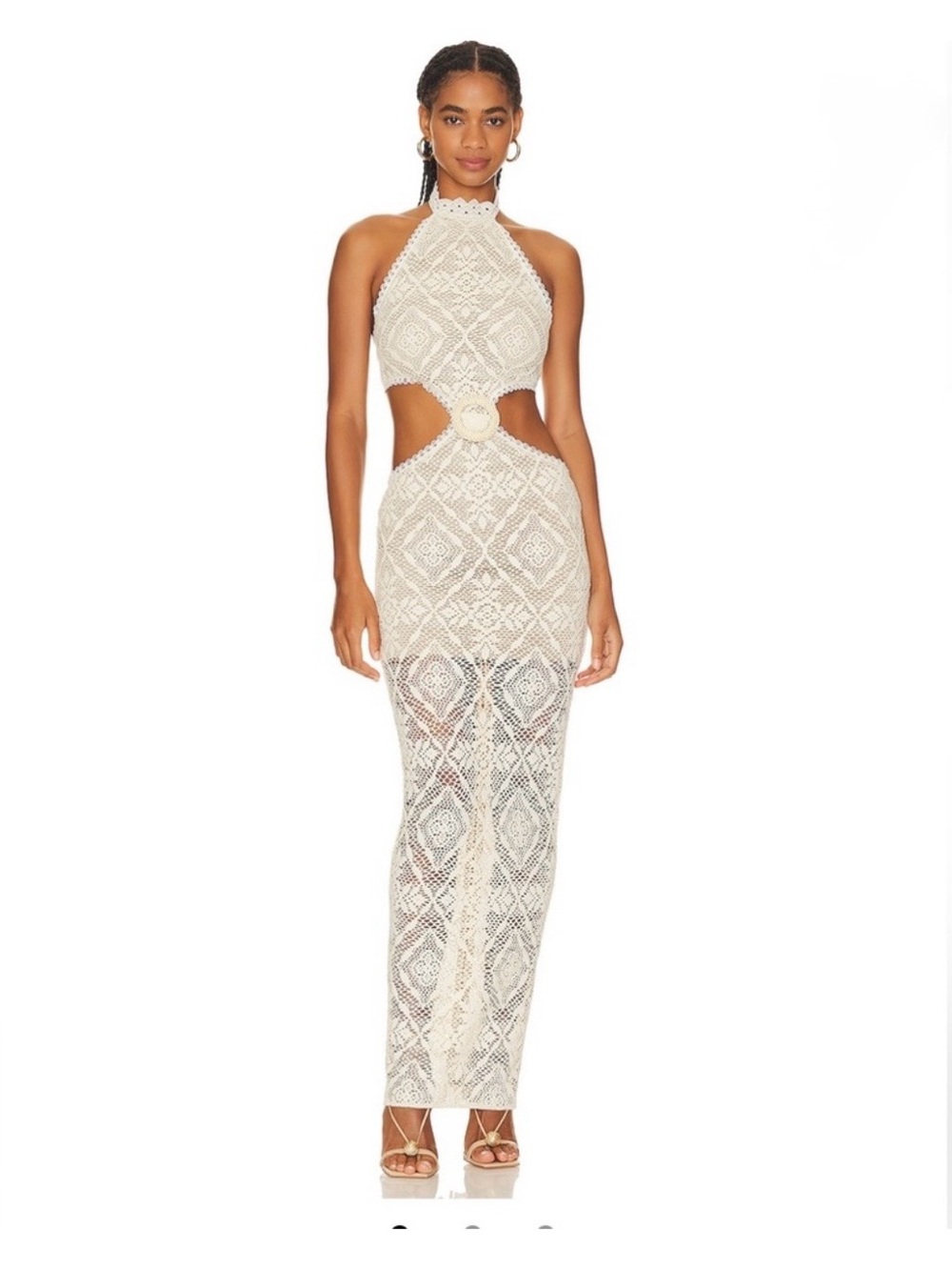 Bronx & Banco Crochet Lace Halter Maxi Dress